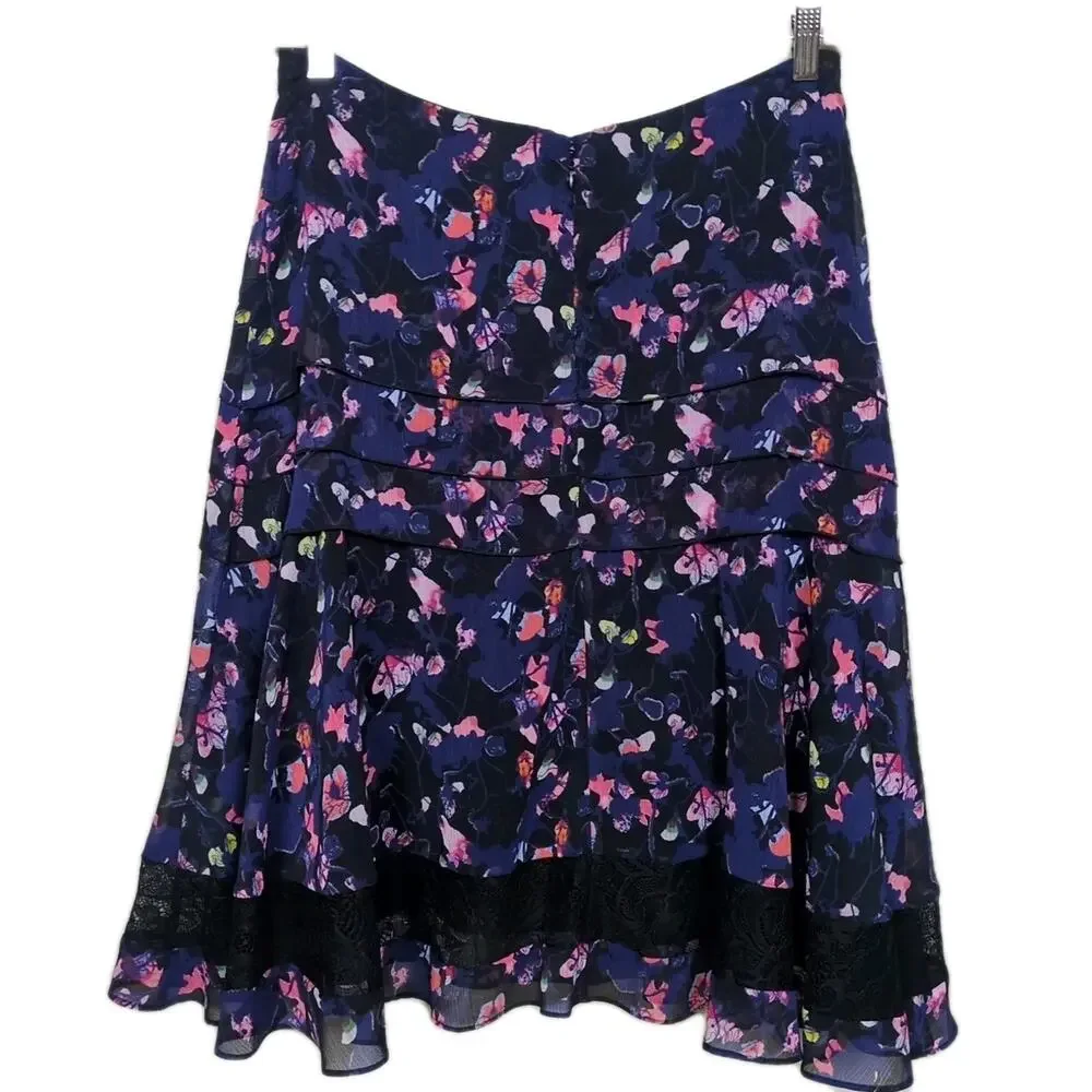 JASON WU Collective Multicolor Floral Print Tiered Layered Skirt Women's 12